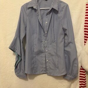 Blue and White Striped Button-Up Shirt